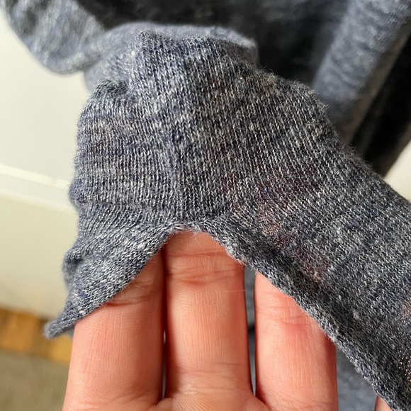 Twist Mock-neck Heather Blue/subtle Gray 100% Linen column dress - Picture 7 of 7